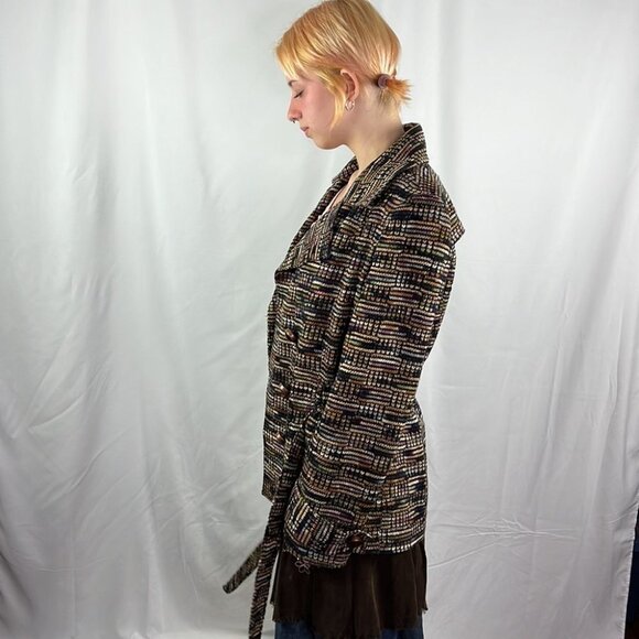 Isabel & Nina  Multi Colour Belted Button up Coat - Picture 4 of 15